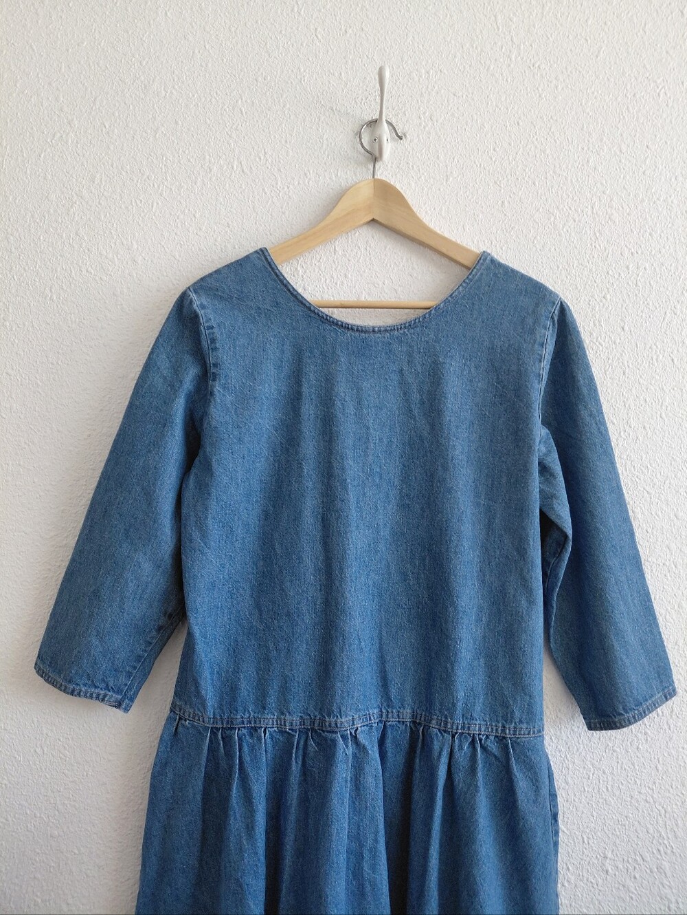Vtg Sunbelt Sportswear Denim Fully Buttoned 3/4 Sleeve Midi Womens Dress - Picture 7 of 8